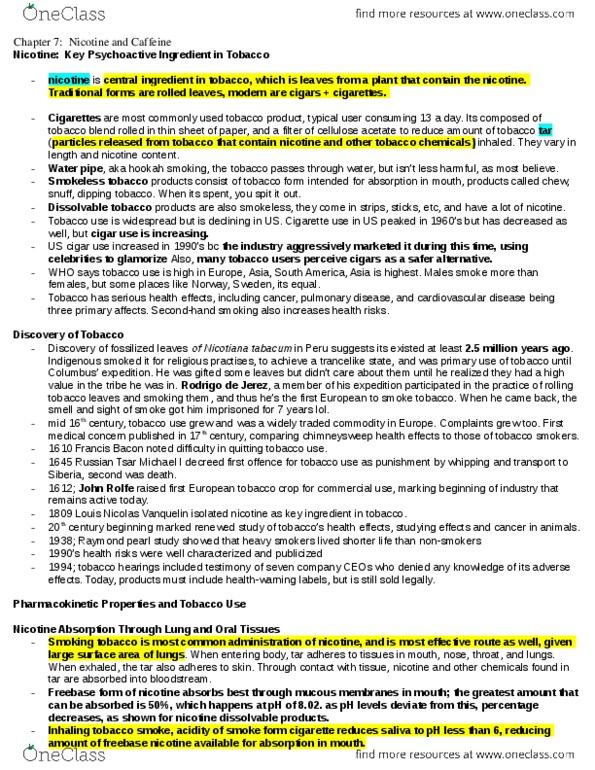 PSYC62H3 Chapter Notes - Chapter 7: Conditioned Taste Aversion, Smokeless Tobacco, Nicotinic Acetylcholine Receptor thumbnail