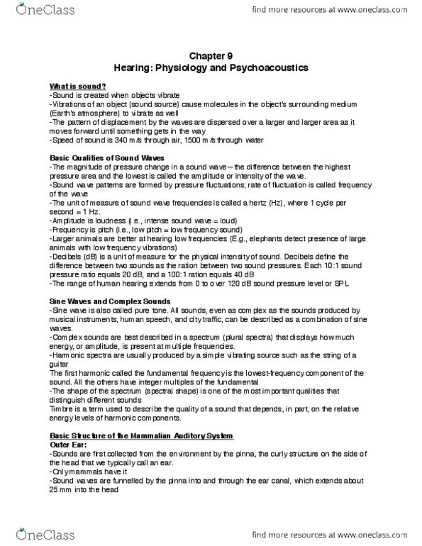 PSYB51H3 Chapter Notes - Chapter 9: Basilar Membrane, Tectorial Membrane, Sine Wave thumbnail