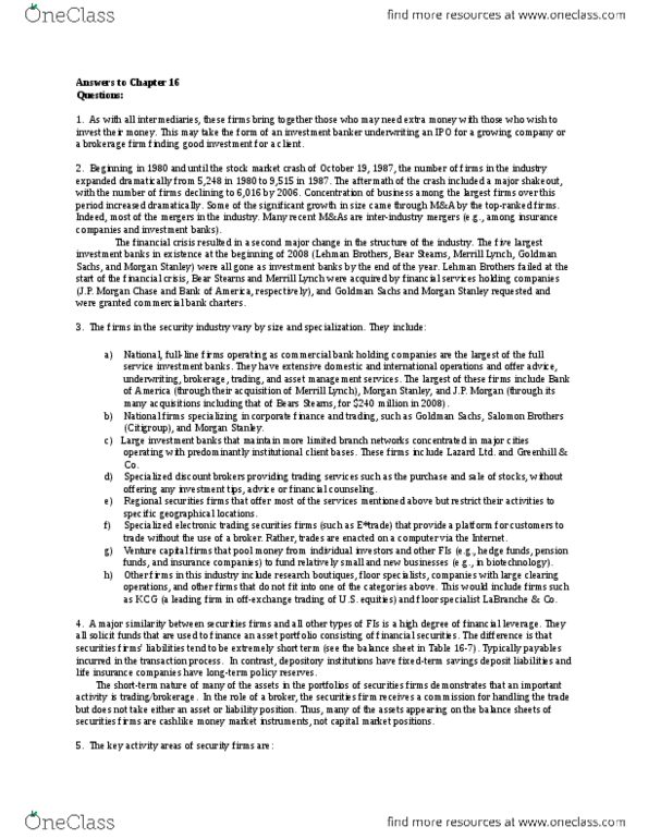 FINE 442 Chapter Notes - Chapter 16: Morgan Stanley, Risk Arbitrage, Bear Stearns thumbnail