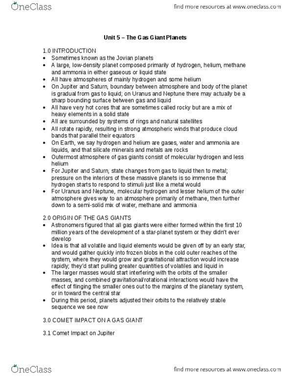 Earth Sciences 1086F/G Chapter Notes - Chapter 14-16: Galilean Moons, Gas Giant, Liquid Hydrogen thumbnail