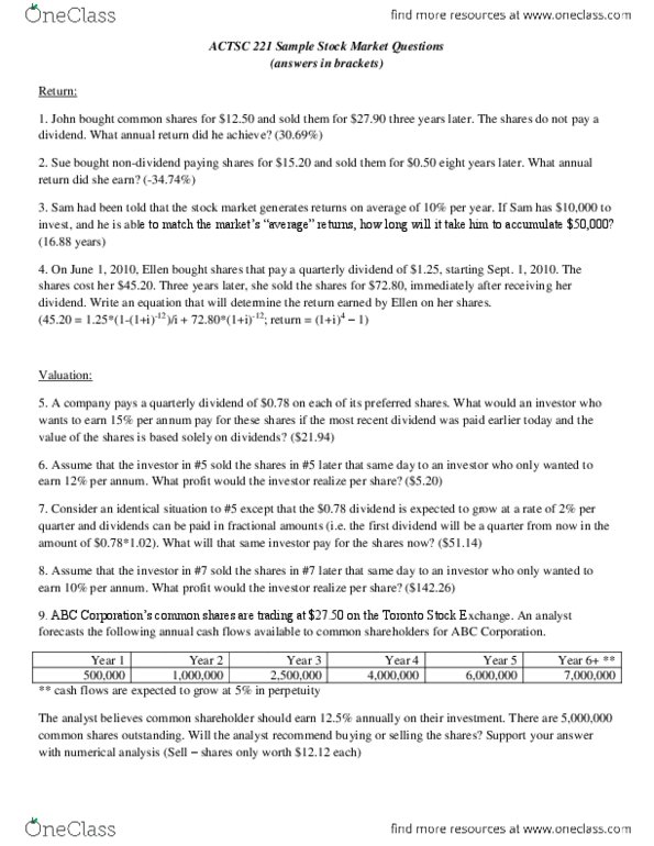 ACTSC221 Lecture 1: ACTSC 221 Sample Stock Market Questions_notes.pdf thumbnail