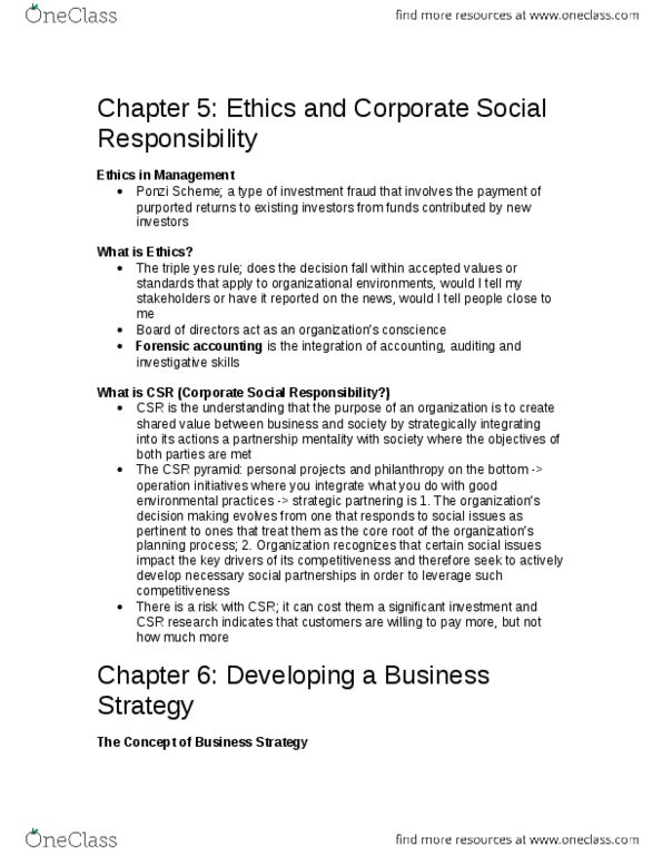 COMM 200 Chapter Notes - Chapter 5-6: Swot Analysis, Pest Analysis, Corporate Social Responsibility thumbnail