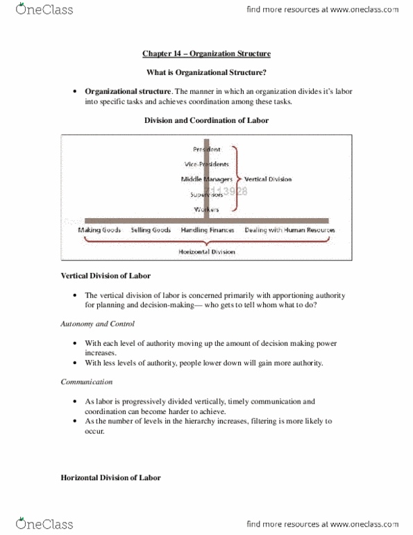 Management and Organizational Studies 2181A/B Chapter 14: MOS 2181 Chapter 14 – Organization Structure.docx thumbnail