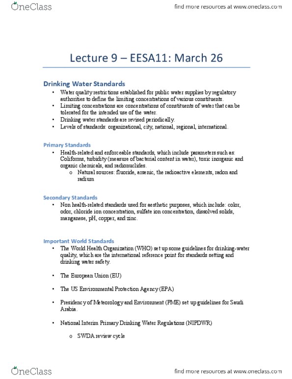 EESA11H3 Lecture Notes - Lecture 9: Paresthesia, Lead Hydrogen Arsenate, Antibiotics thumbnail