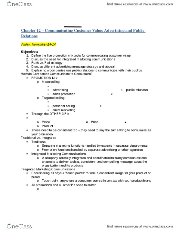 MARK301 Lecture Notes - Lecture 12: Canadian Club, Online Advertising, Psychographic thumbnail