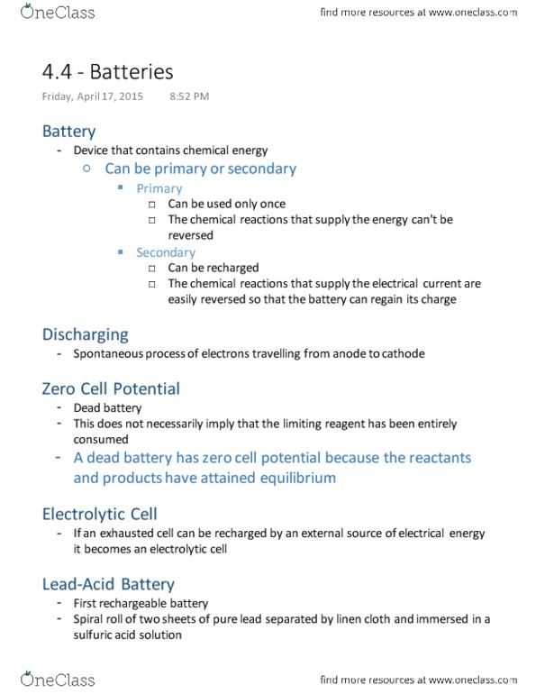 Chemistry 1302A/B Chapter Notes - Chapter 4.4 : Redox, Lithium-Ion Battery, Hydride thumbnail