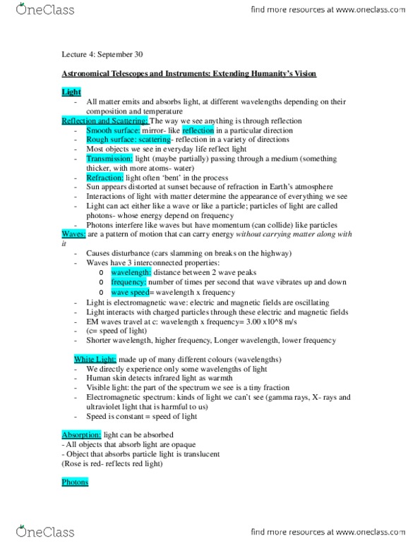 Astronomy 1021 Lecture Notes - Lecture 4: Radiography, Refraction thumbnail