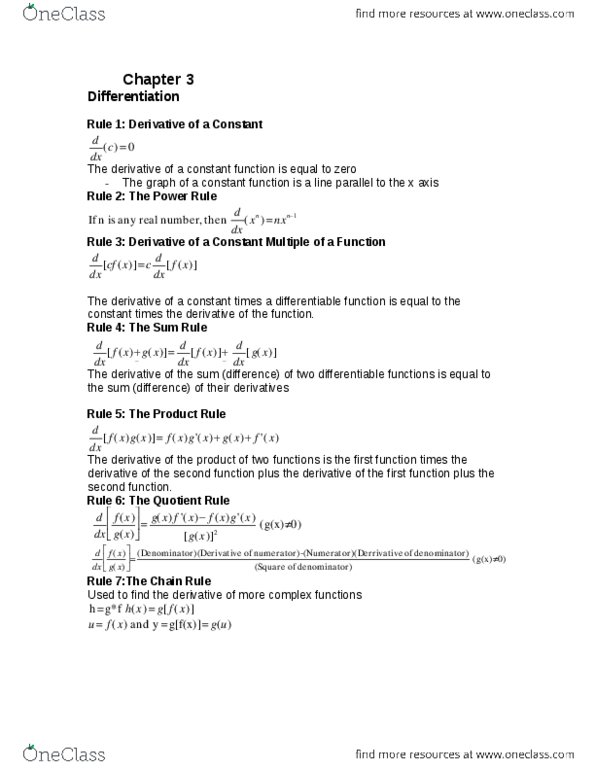 MATH 1P97 Lecture Notes - Lecture 2: Marginal Revenue, Differentiable Function, Constant Function thumbnail