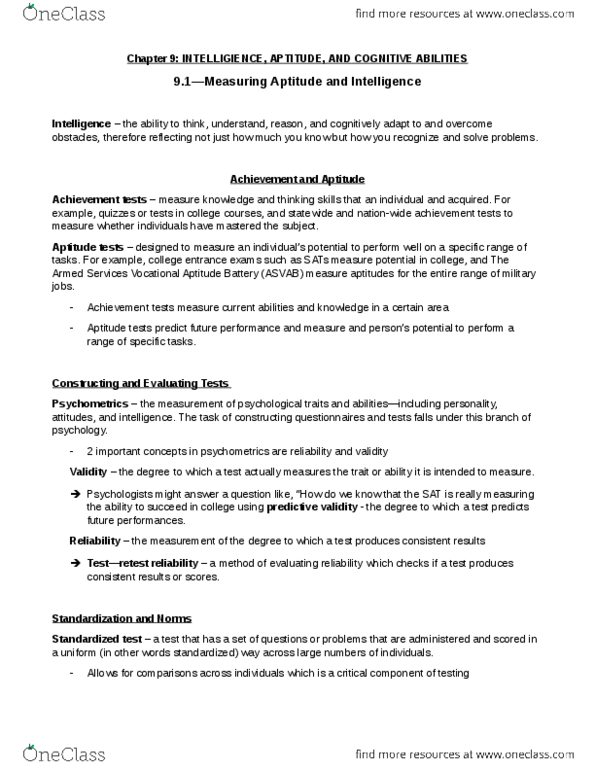 PSYA01H3 Chapter Notes - Chapter 9: Block Design, Deductive Reasoning, Factor Analysis thumbnail
