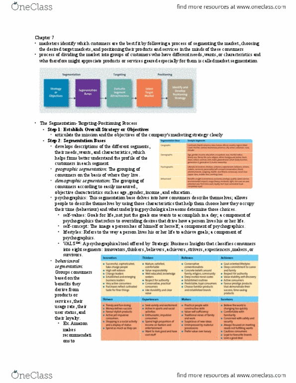 MKT 100 Lecture Notes - Lecture 8: Mass Customization, Market Segmentation, Psychographic thumbnail