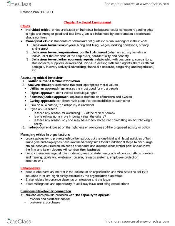 BU111 Chapter Notes - Chapter 4: Junk Food, Tylenol (Brand), Triple Bottom Line thumbnail