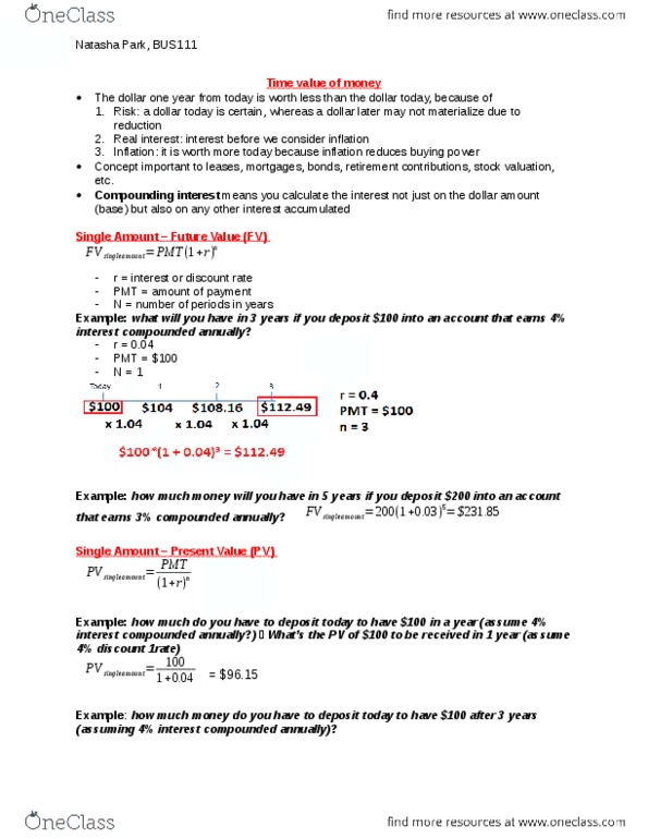 BU111 Chapter Notes - Chapter 5: Effective Interest Rate, Formula 1000, Stock Valuation thumbnail