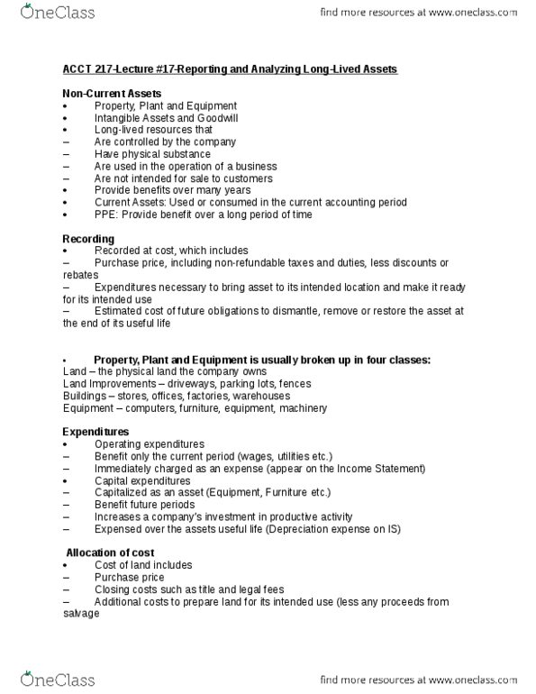 ACCT 217 Lecture 17: Reporting and Analyzing Long-Lived Assets pt. 2 thumbnail