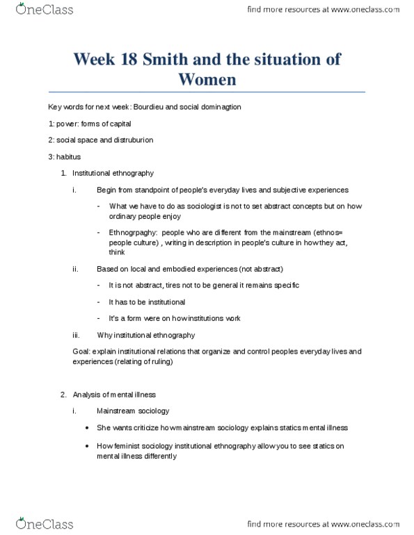 SOCI 2040 Lecture 18: Week 18 Smith and the situation of Women.docx thumbnail