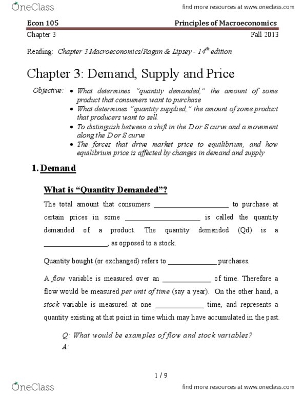ECON 105 Lecture 1: CHP3 thumbnail