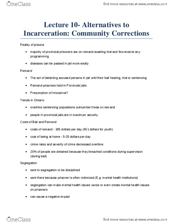 SOC209H5 Lecture 10: Alternatives to Incarceration thumbnail