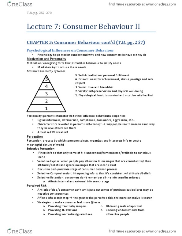 Management and Organizational Studies 1021A/B Chapter Notes - Chapter 3: Reinforcement, Extraversion And Introversion, Disposable And Discretionary Income thumbnail