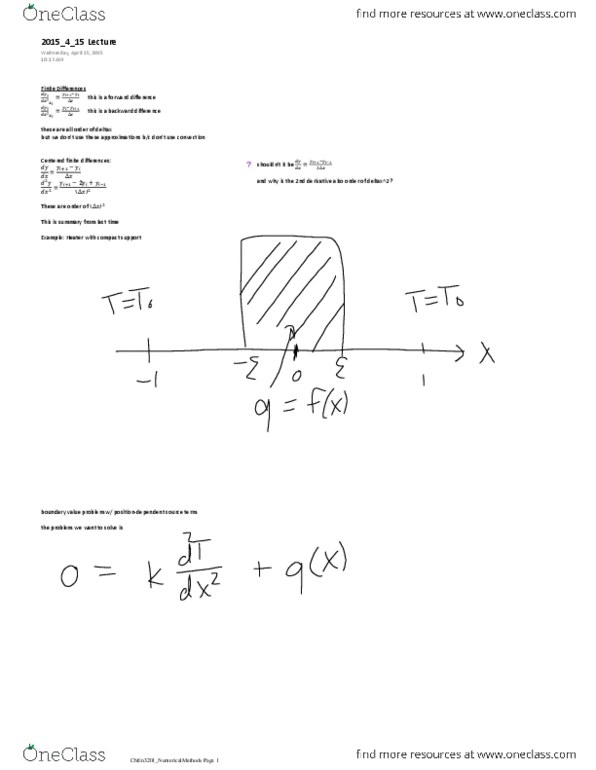 CHEN 3201 Lecture Notes - Lecture 43: Tridiagonal Matrix, Boundary Value Problem, Electronic Band Structure thumbnail