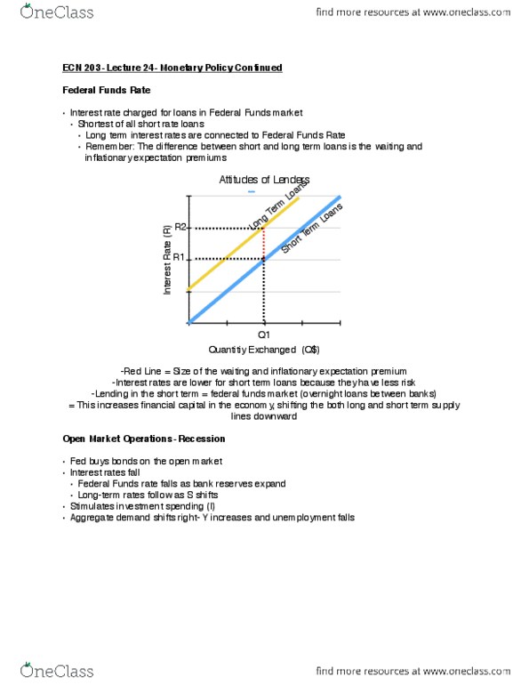 ECN 203 Lecture Notes - Lecture 24: Federal Funds Rate, Bank Reserves, Aggregate Demand thumbnail