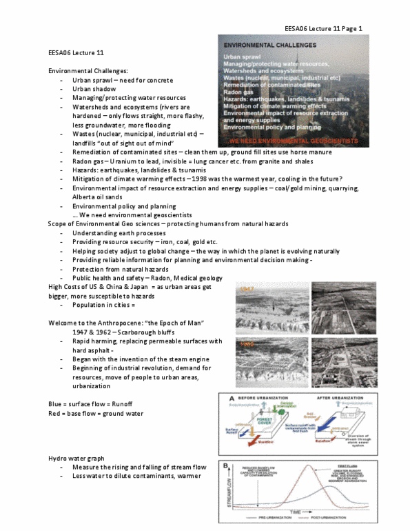 EESA06H3 Lecture Notes - Lecture 11: Urban Sprawl, Permafrost, Walkerton, Ontario thumbnail