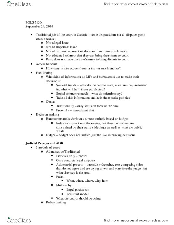 POLS 3130 Lecture Notes - Lecture 3: Mootness, Ripeness thumbnail