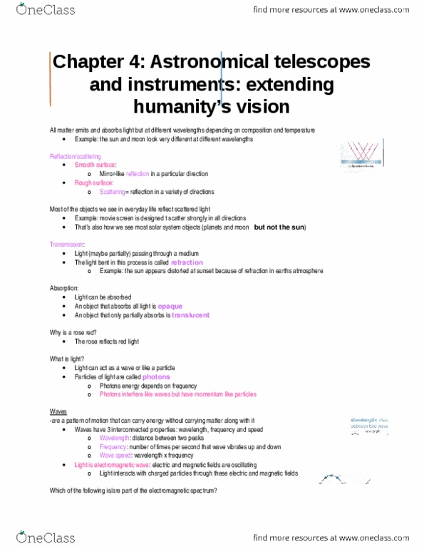 Astronomy 1021 Lecture Notes - Lecture 4: Radiography, Spectroscopy thumbnail