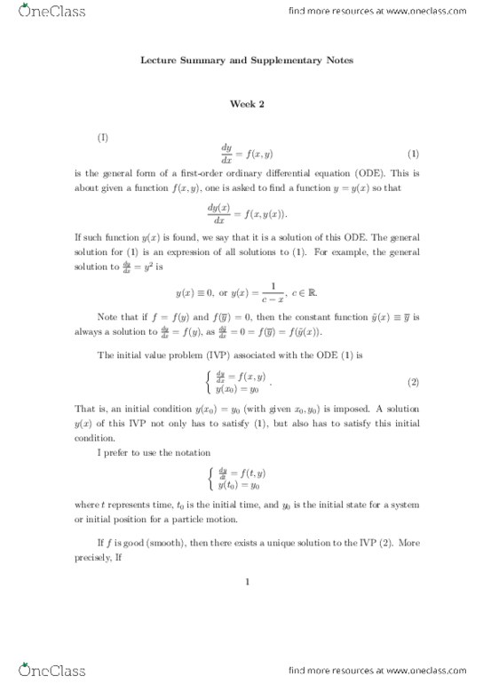 MATH 255 Lecture Notes - Lecture 2: Constant Function, Power Rule, Antiderivative thumbnail