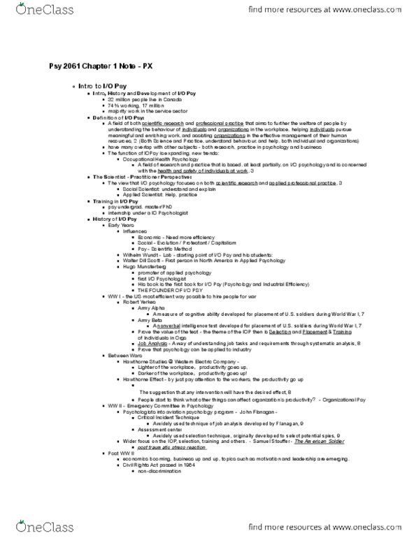 Sociology 2267A/B Chapter Notes - Chapter 1: Walter Dill Scott, Western Electric, Occupational Health Psychology thumbnail