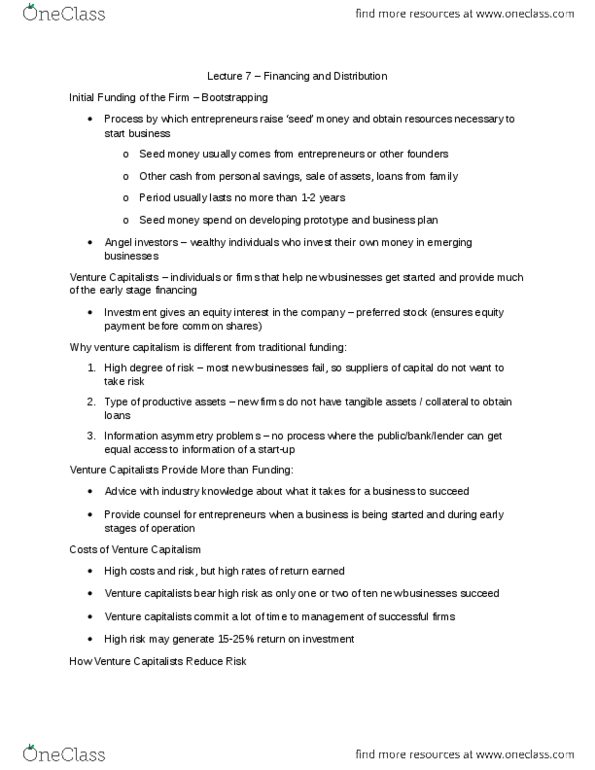 Management and Organizational Studies 1023A/B Lecture Notes - Lecture 7: Initial Public Offering, Venture Capital, Sec Filing thumbnail