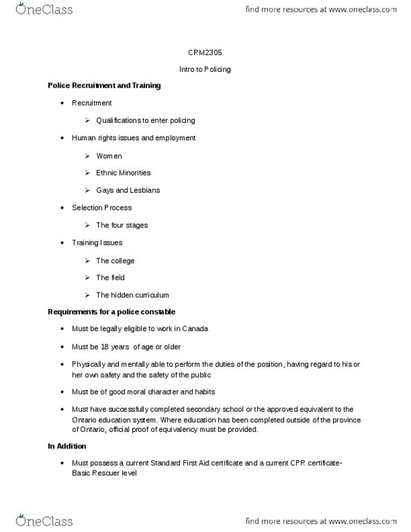 CRM 2305 Lecture Notes - Lecture 5: The Hidden Curriculum, Depth Perception, Audiometer thumbnail