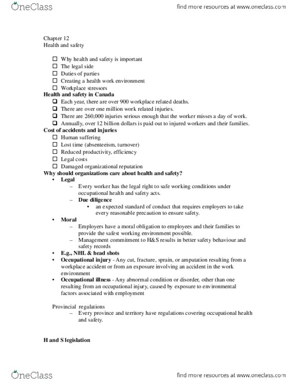 ADMS 2600 Chapter Notes - Chapter 12: Absenteeism, Stressor thumbnail