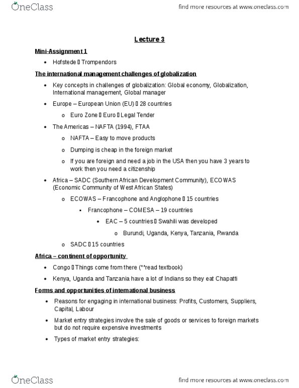 GMS 200 Lecture Notes - Lecture 3: Southern African Development Community, Economic Community Of West African States, Chapati thumbnail