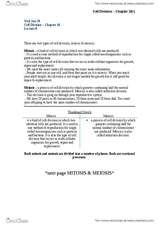 NATS 1675 Lecture Notes - Lecture 4: Sister Chromatids, Nuclear Membrane, Prophase thumbnail