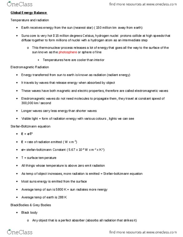 ENVIRSC 1A03 Lecture Notes - Lecture 4: Rayleigh Scattering, Radiant Intensity, Solar Constant thumbnail