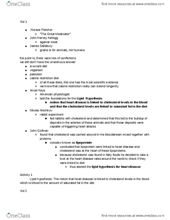 CHEM 181 Lecture Notes - Lecture 2: Porphyromonas Gingivalis, John Harvey Kellogg, Coronary Artery Disease thumbnail