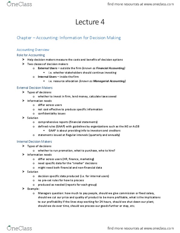 Management and Organizational Studies 1023A/B Chapter Notes - Chapter 4: Chief Executive Officer, Management Accounting, Financial Statement thumbnail