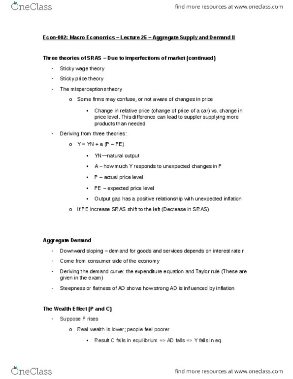 ECON 002 Lecture Notes - Lecture 25: Aggregate Demand, Microeconomics, Output Gap thumbnail