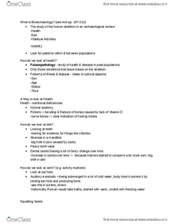 ANTHROP 1AA3 Lecture Notes - Lecture 10: Dental Caries, Exostosis, Tooth Wear thumbnail