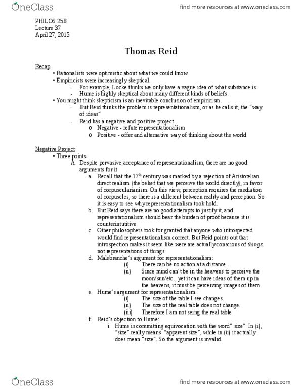 PHILOS 25B Lecture Notes - Lecture 37: Corpuscularianism, Direct And Indirect Realism thumbnail