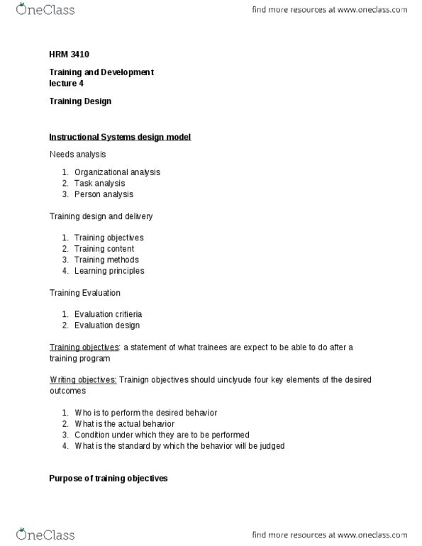 HRM 3410 Lecture Notes - Lecture 4: Blended Learning, Systems Design, Task Analysis thumbnail