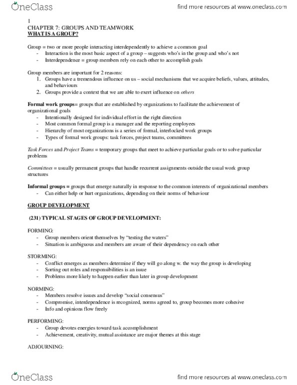 Management and Organizational Studies 2181A/B Chapter Notes - Chapter 7: Personalization, Collaborative Software, Fax thumbnail