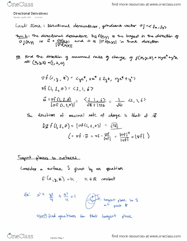 MATH V1201 Lecture 17: Directional Derivatives (as PDF) thumbnail