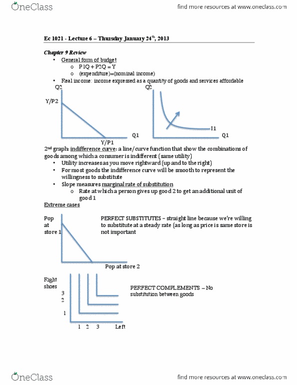 Economics 1021A/B Lecture Notes - Lecture 6: Ceteris Paribus, Fajita, Indifference Curve thumbnail