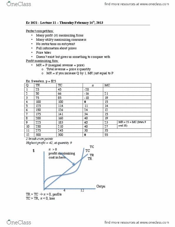 Economics 1021A/B Lecture Notes - Lecture 11: Average Variable Cost, Demand Curve, Pareto Efficiency thumbnail