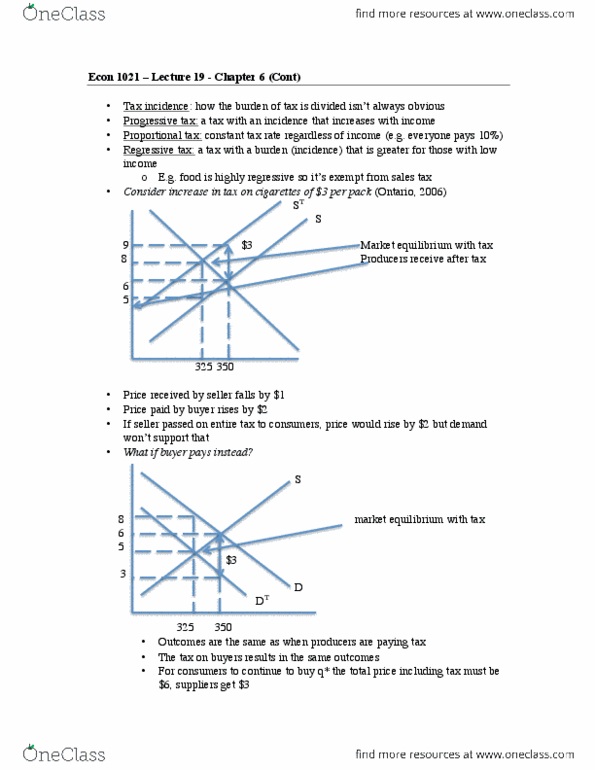 Economics 1021A/B Lecture Notes - Lecture 19: Progressive Tax, Economic Equilibrium, Tax Incidence thumbnail