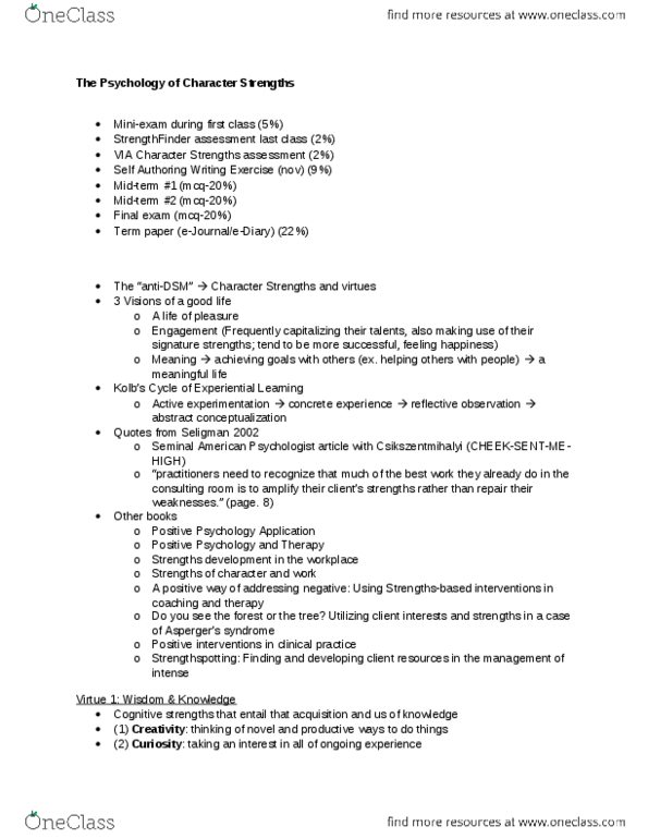 PSYC 1070 Lecture Notes - Lecture 2: American Psychologist, Mihaly Csikszentmihalyi, Social Intelligence thumbnail