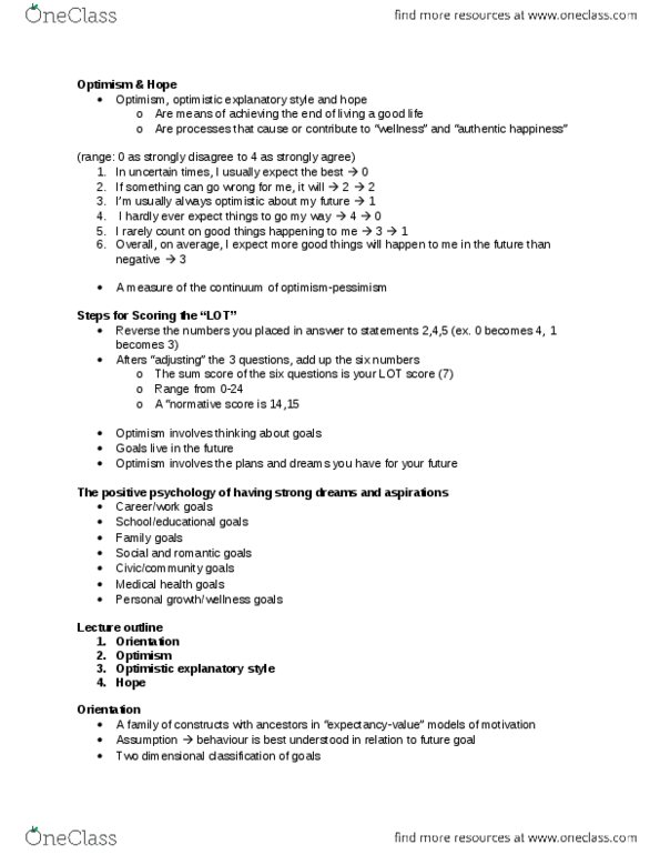 PSYC 1070 Lecture Notes - Lecture 6: Explanatory Style, Job Performance, Psych thumbnail