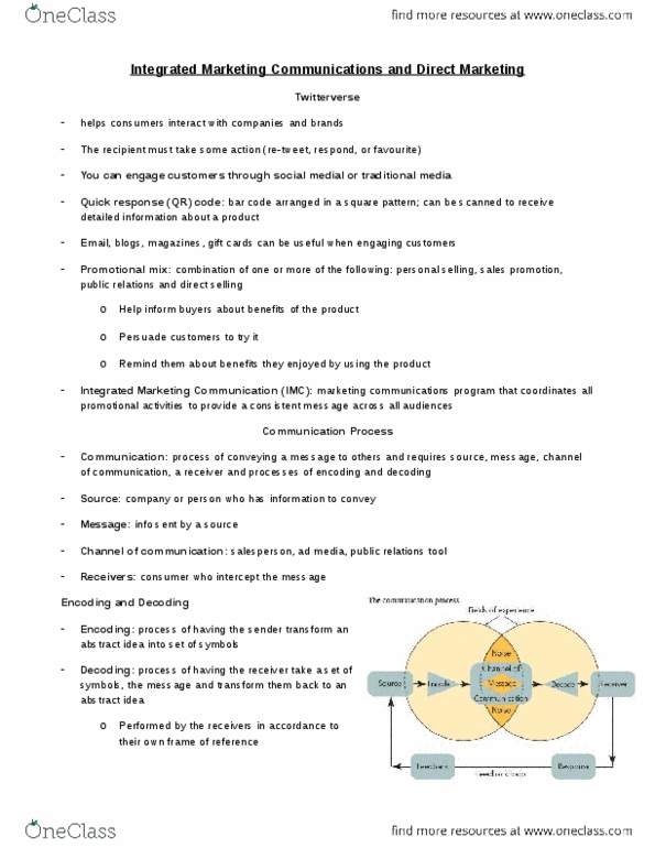 MKTG 2030 Chapter Notes - Chapter 16: Email Marketing, Lead Generation, Barcode thumbnail