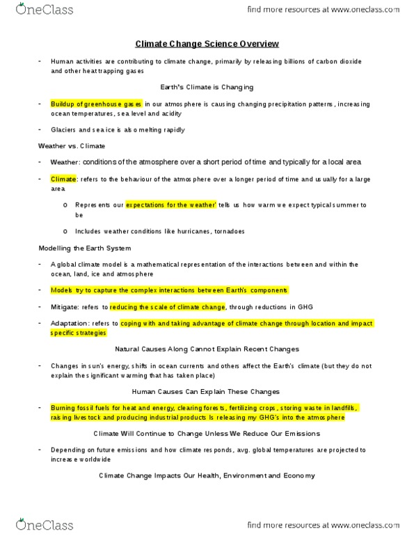 ENVS 1000 Lecture Notes - Lecture 18: General Circulation Model thumbnail