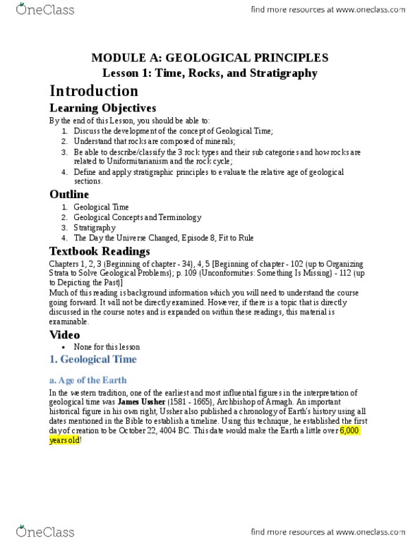 EOSC 326 Lecture 1: Module A Lesson 1 - Time, Rocks, and Stratigraphy.docx thumbnail